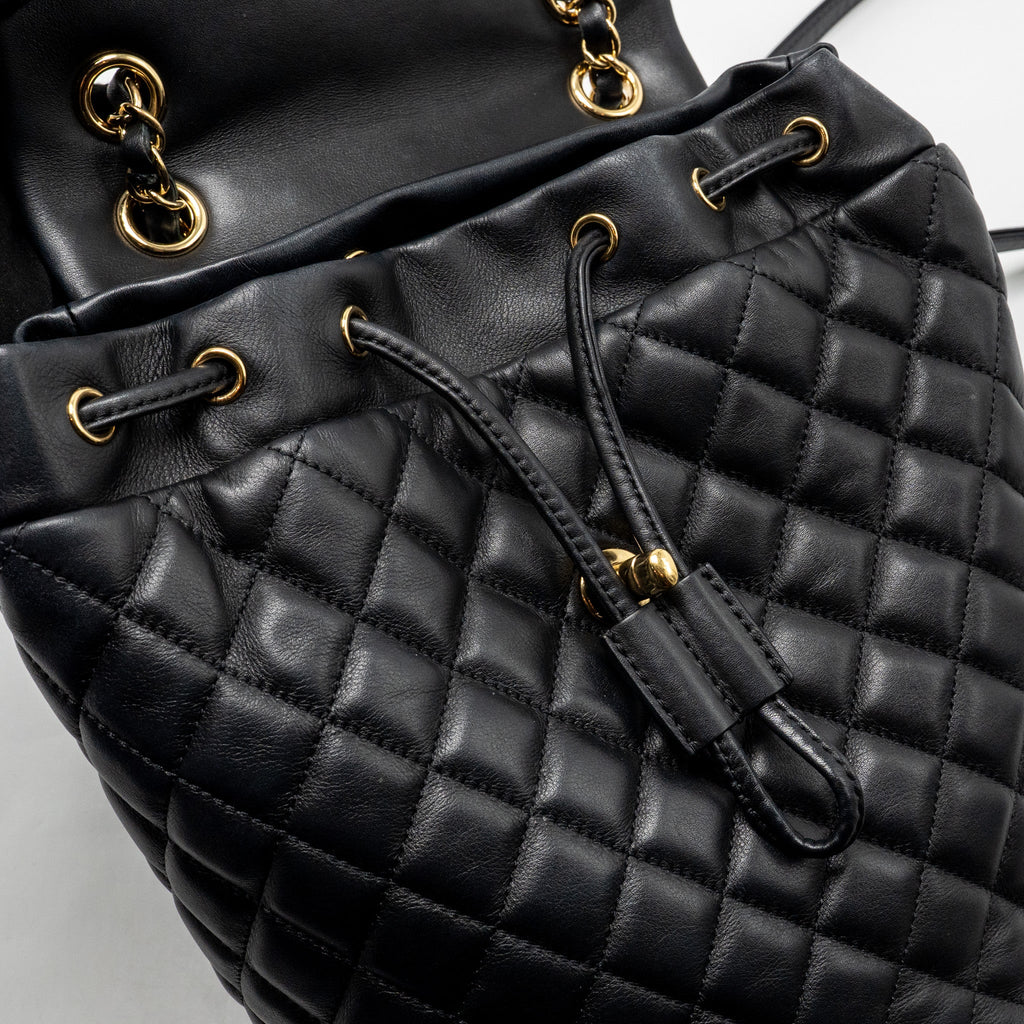 SMALL URBAN SPIRIT QUILTED BACKPACK CALFSKIN BLACK GHW