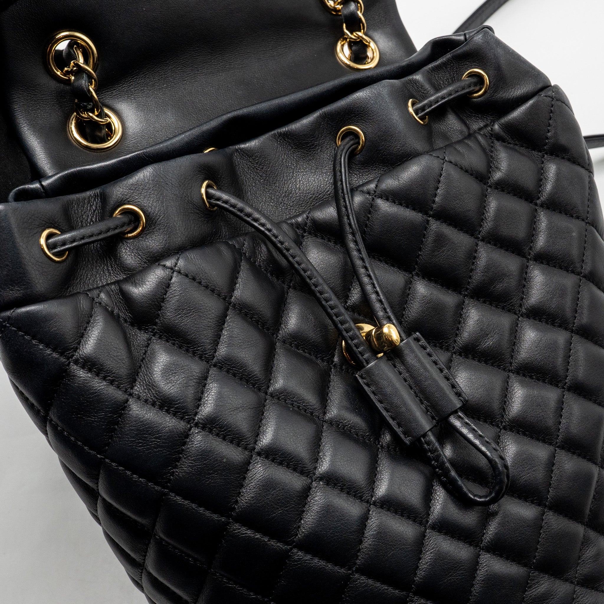 SMALL URBAN SPIRIT QUILTED BACKPACK CALFSKIN BLACK GHW