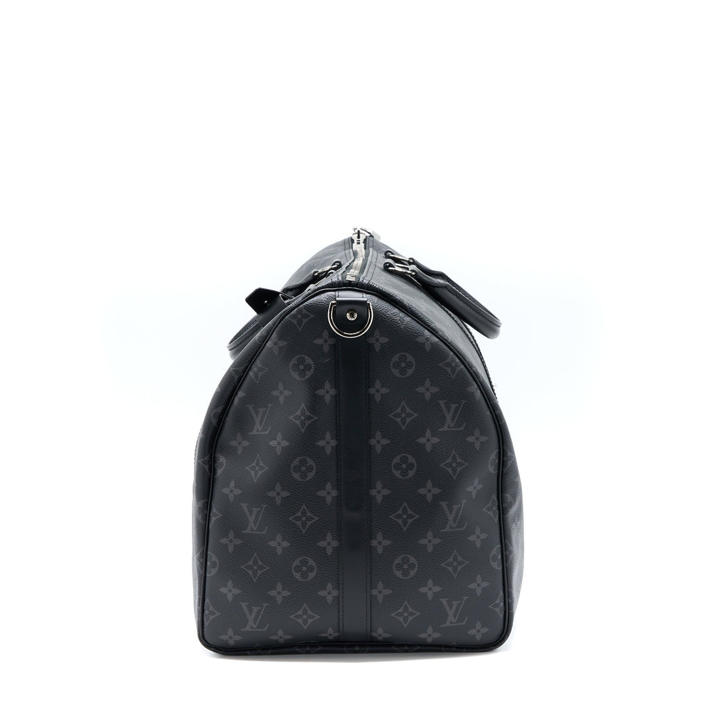 KEEPALL 55 WITH SHOULDER STRAP MONOGRAM ECLIPSE CANVAS SHW