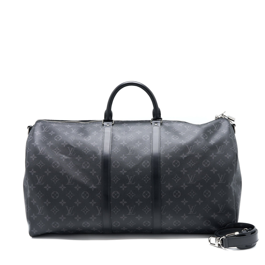 KEEPALL 55 WITH SHOULDER STRAP MONOGRAM ECLIPSE CANVAS SHW