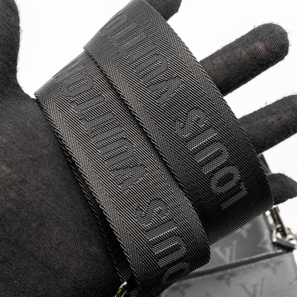 TRIO MESSANGER MONOGRAM ECLIPSE CANVAS BLACK/GREY WITH BLACK HARDWARE