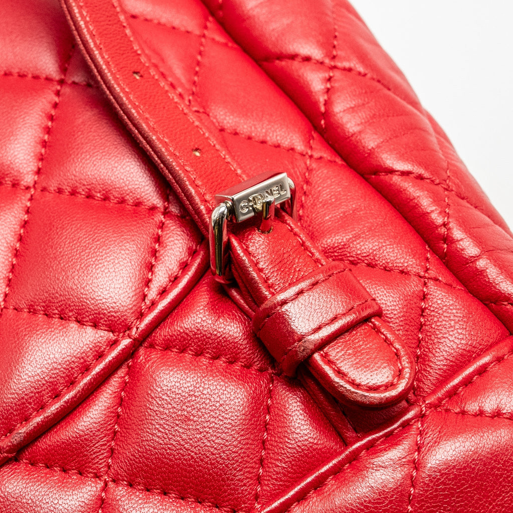 SMALL URBAN SPIRIT QUILTED BACKPACK LAMBSKIN RED LGHW
