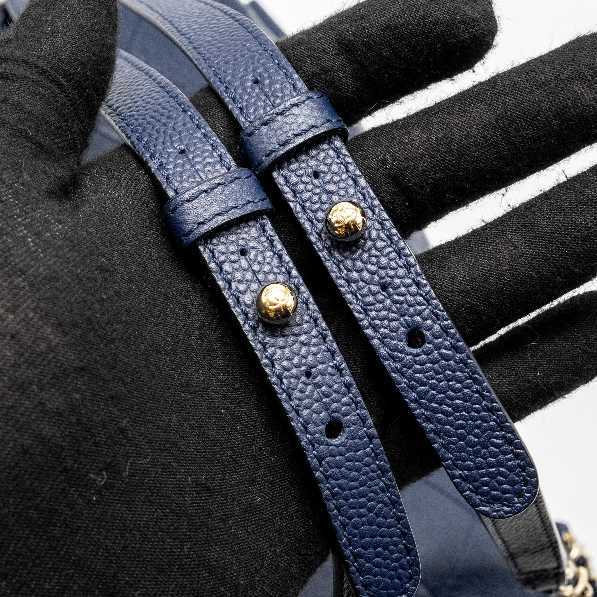 DRAWSTRING BACKPACK LAMBSKIN/GRAINED CALFSKIN DARK BLUE LGHW