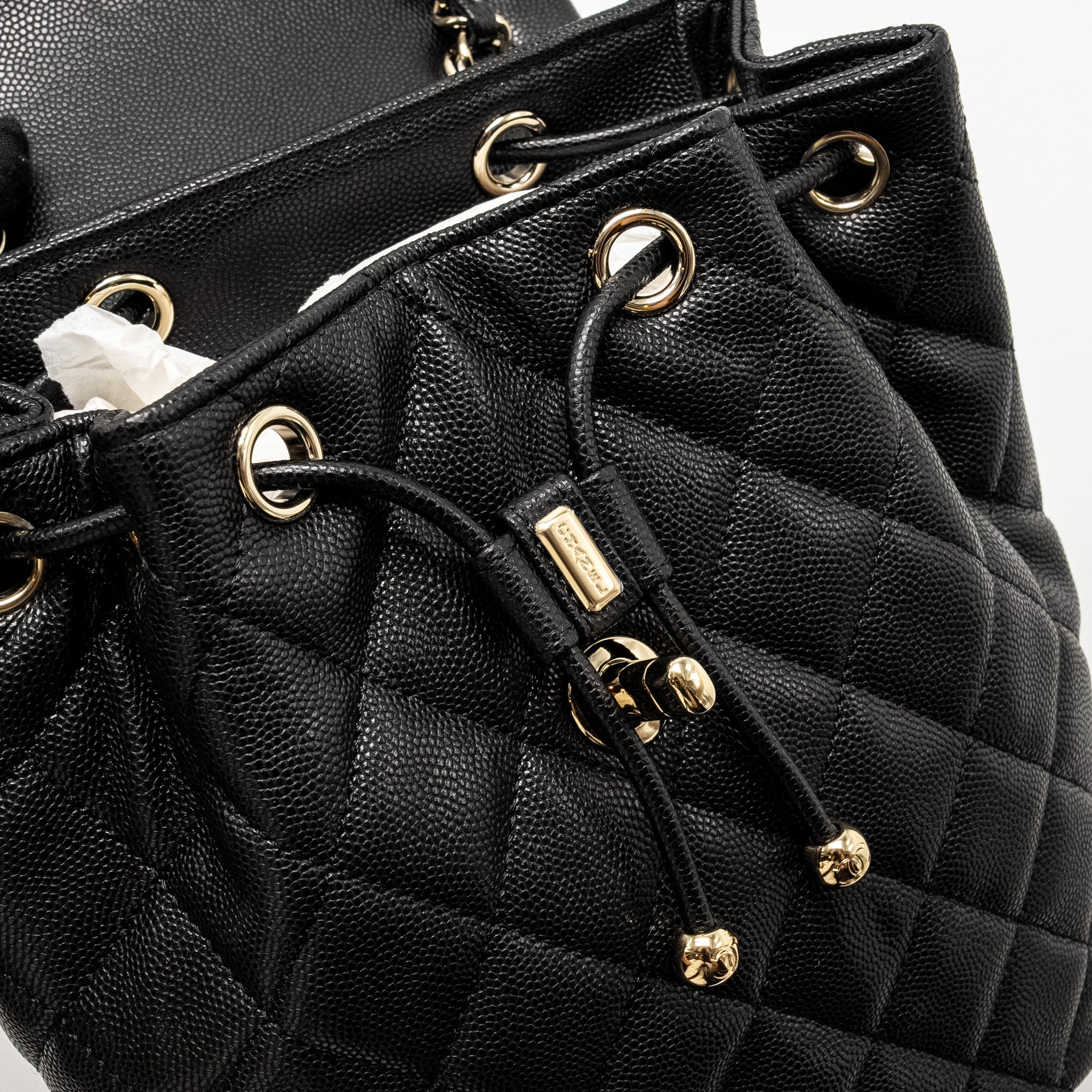 23S QUILTED MINI BACKPACK CAVIAR BLACK LGHW (MICROCHIP)