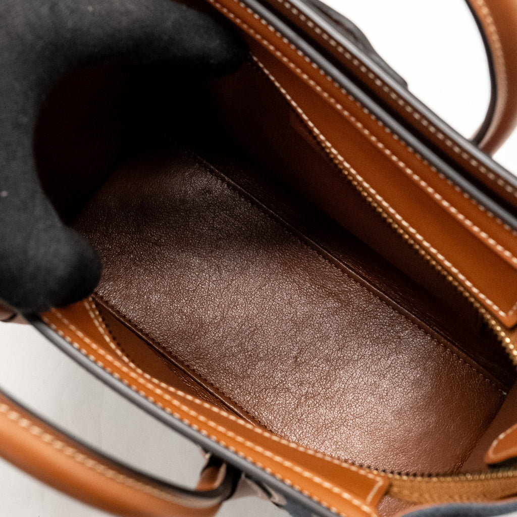 NANO LUGGAGE BAG CALFSKIN/DENIM TAN/NAVY GHW