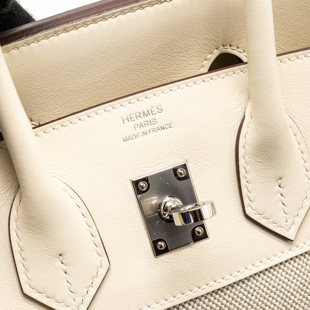 HERMES BIRKIN 25 TOILE H/SWIFT ECRU-AMANDE/NATA SHW