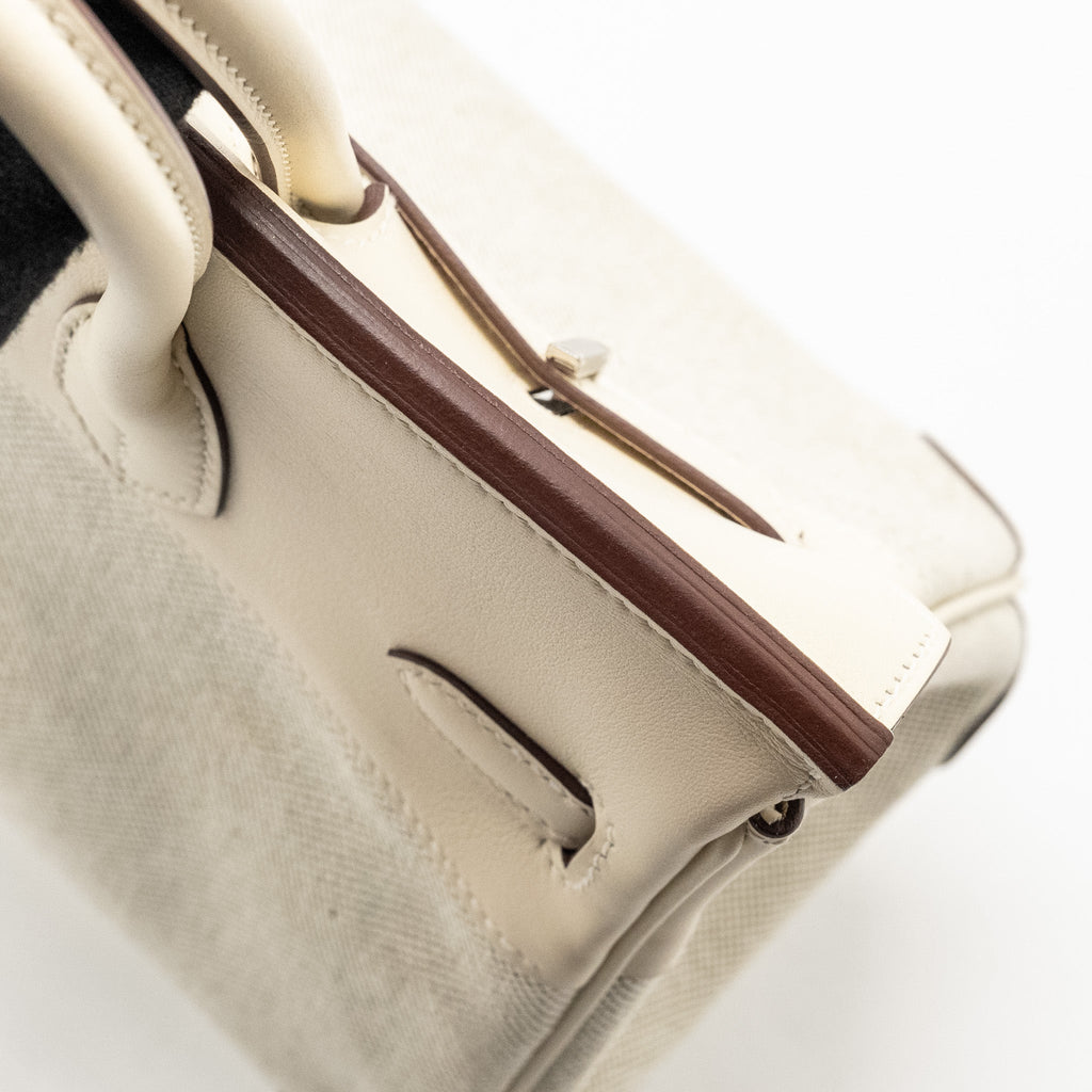 HERMES BIRKIN 25 TOILE H/SWIFT ECRU-AMANDE/NATA SHW