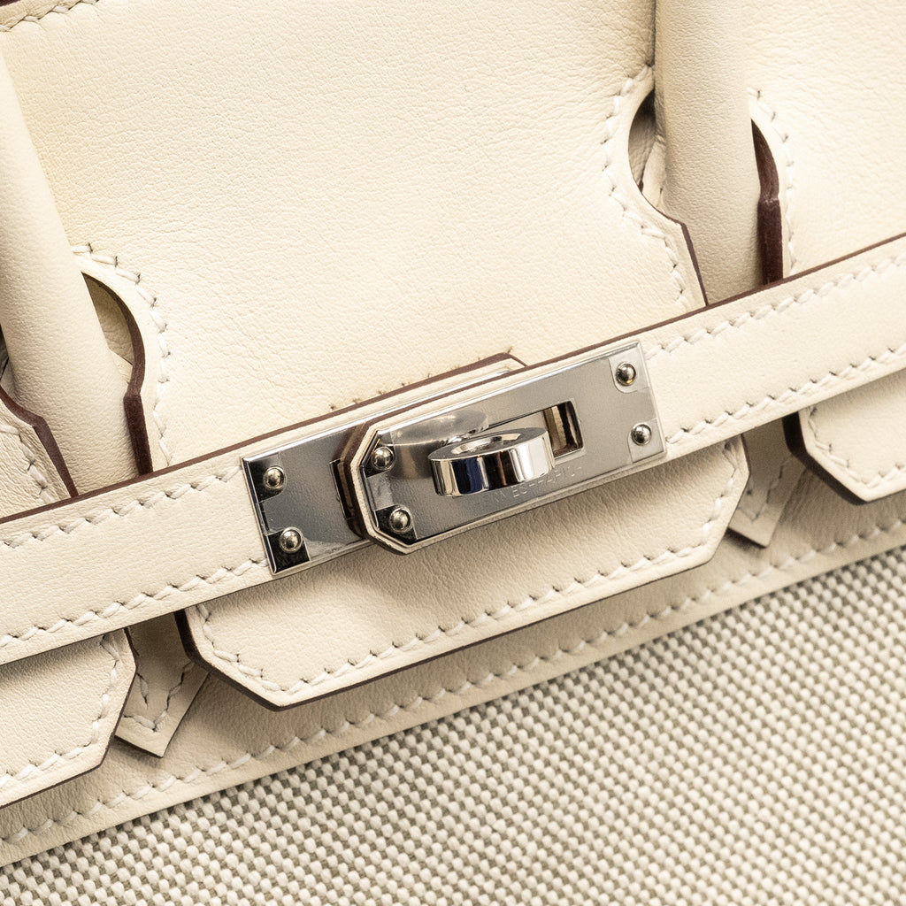 HERMES BIRKIN 25 TOILE H/SWIFT ECRU-AMANDE/NATA SHW
