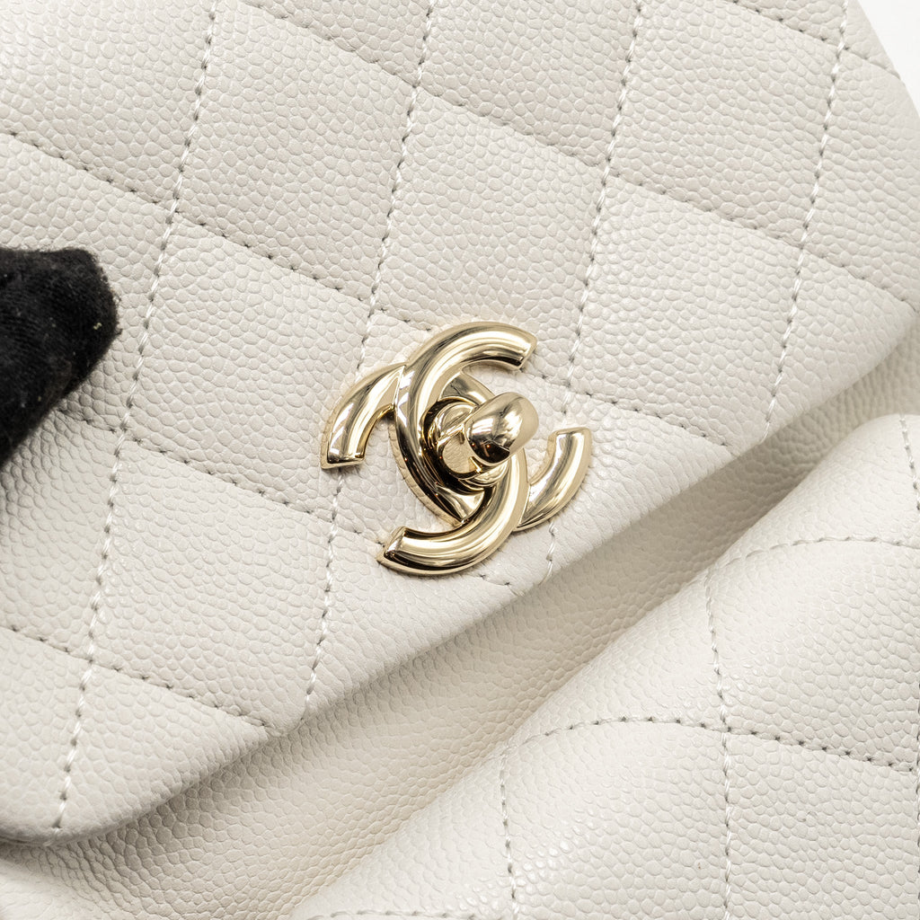 23K TRIPLE POCKET MINI BACKPACK CAVIAR WHITE LGHW (MICROCHIP)