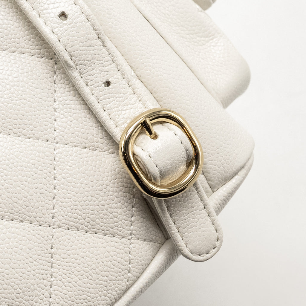 23K TRIPLE POCKET MINI BACKPACK CAVIAR WHITE LGHW (MICROCHIP)
