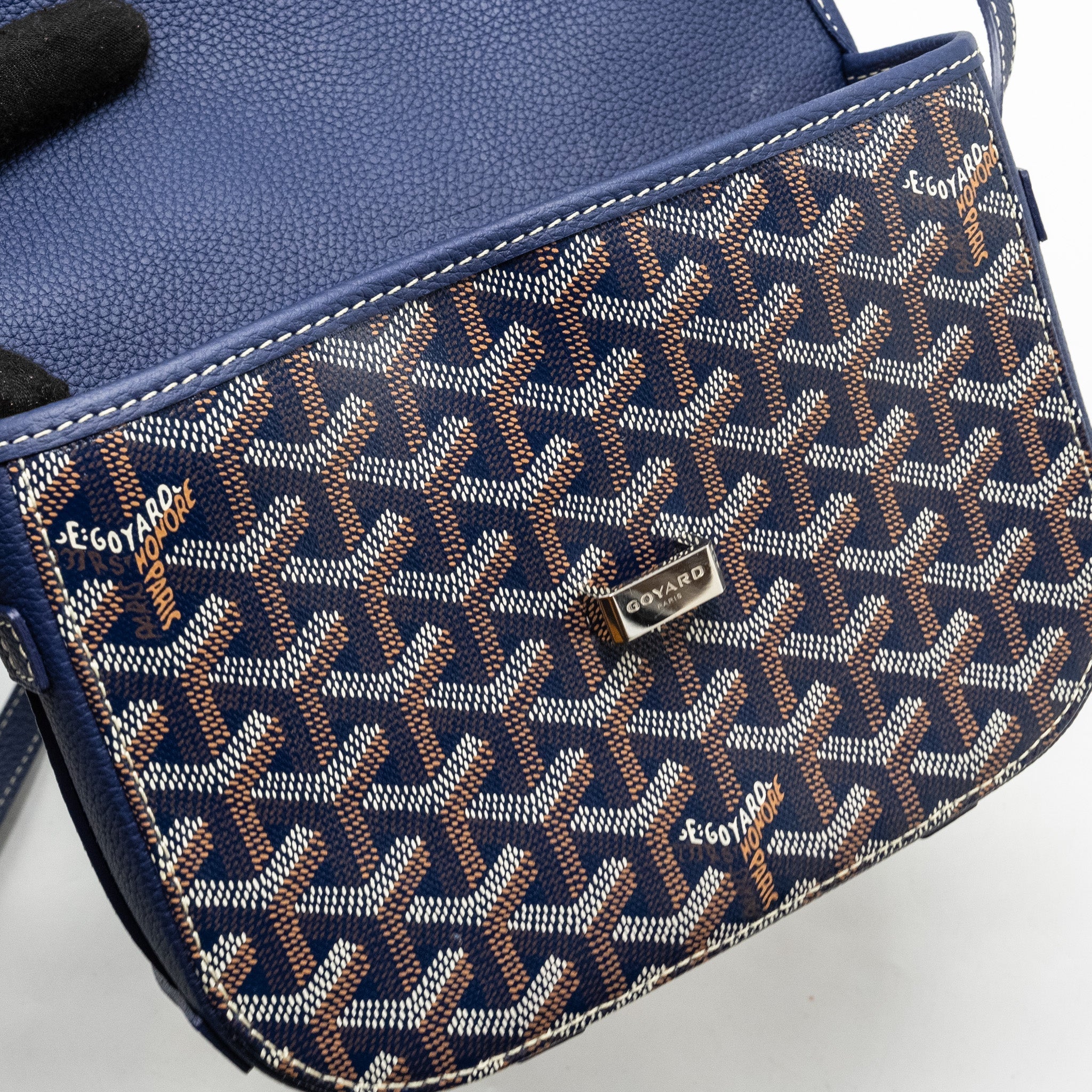 BELVEDERE PM MESSENGER BAG GOYARDINE CANVAS/CALFSKIN NAVY SHW