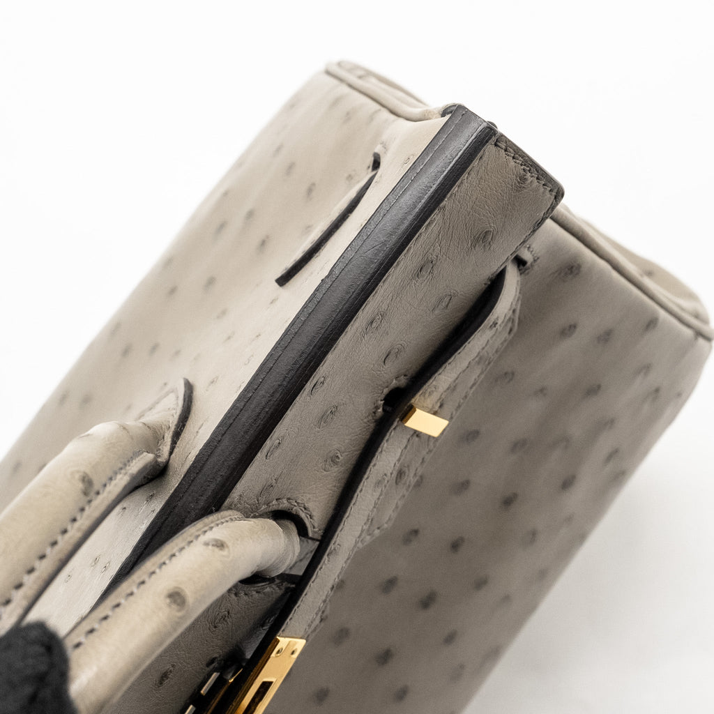 HERMES BIRKIN 25 OSTRICH GRIS TOURTERELLE GHW