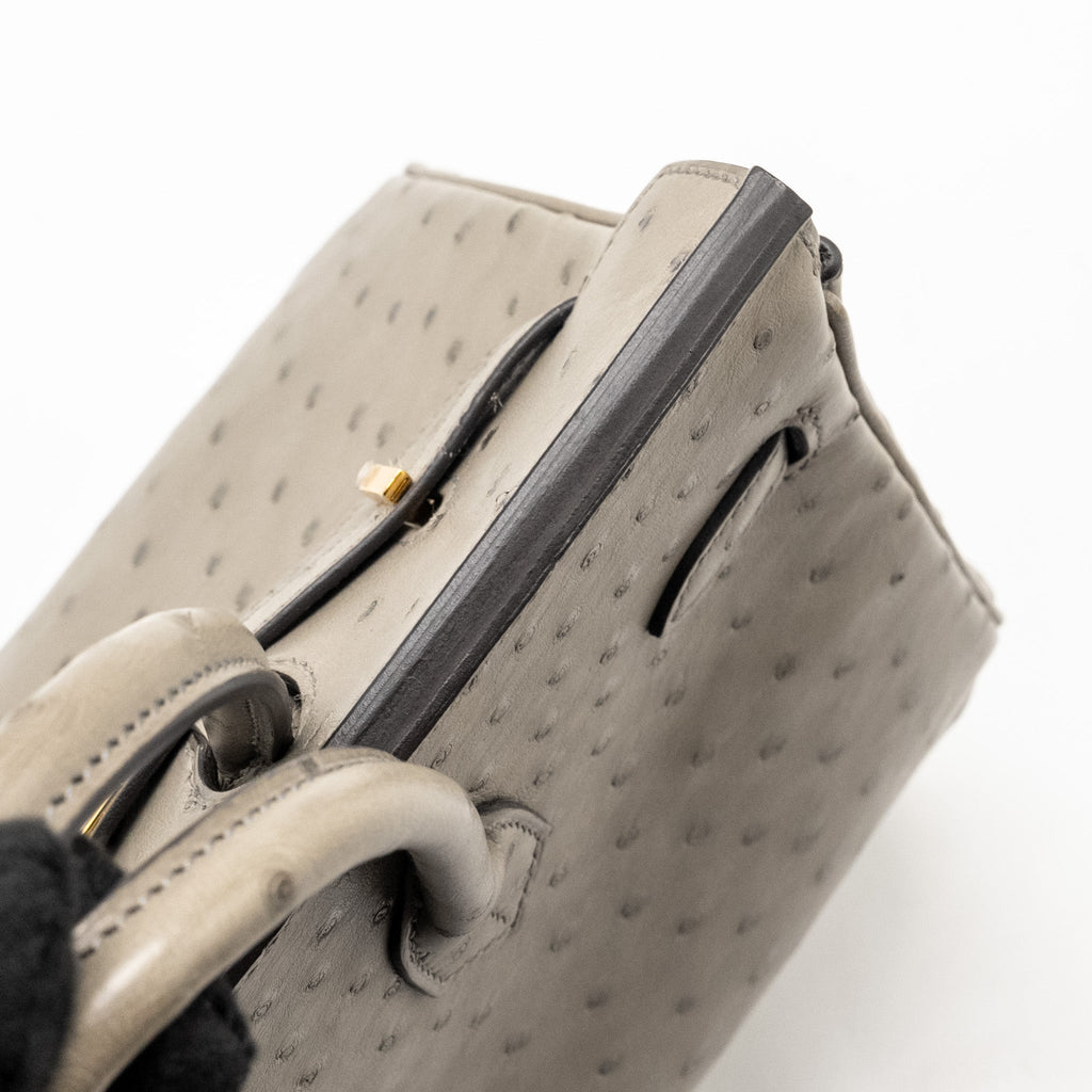 HERMES BIRKIN 25 OSTRICH GRIS TOURTERELLE GHW
