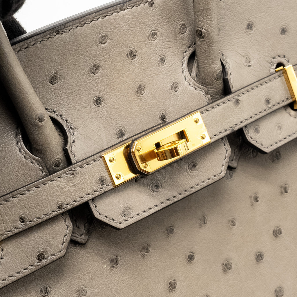 HERMES BIRKIN 25 OSTRICH GRIS TOURTERELLE GHW