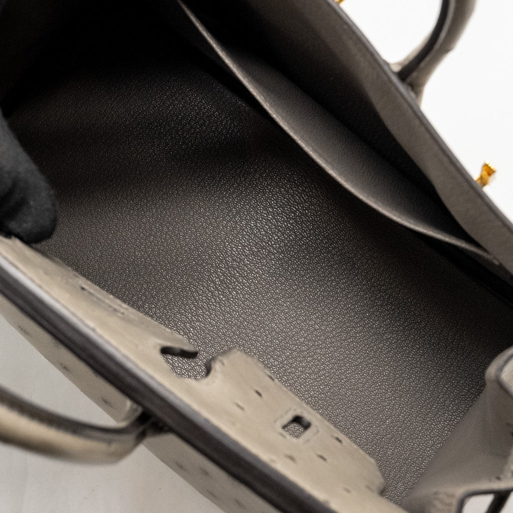 HERMES BIRKIN 25 OSTRICH GRIS TOURTERELLE GHW