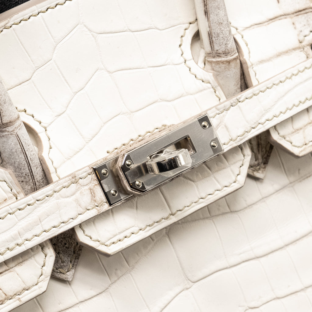 HERMES BIRKIN 25 CROCODILE NILOTICUS HIMALAYA BLANC SHW