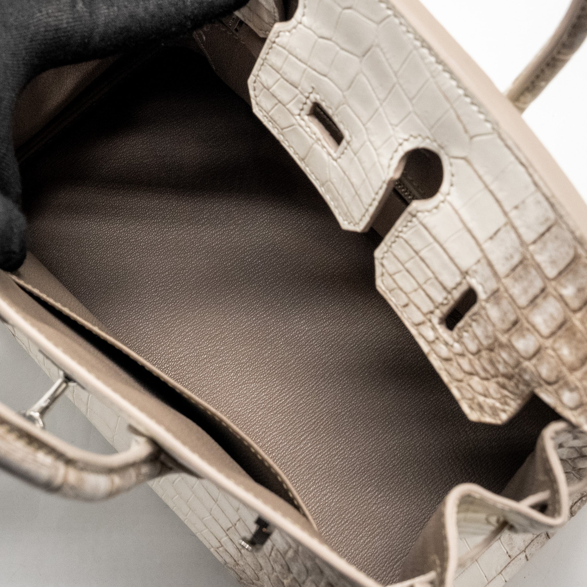 HERMES BIRKIN 25 CROCODILE NILOTICUS HIMALAYA BLANC SHW