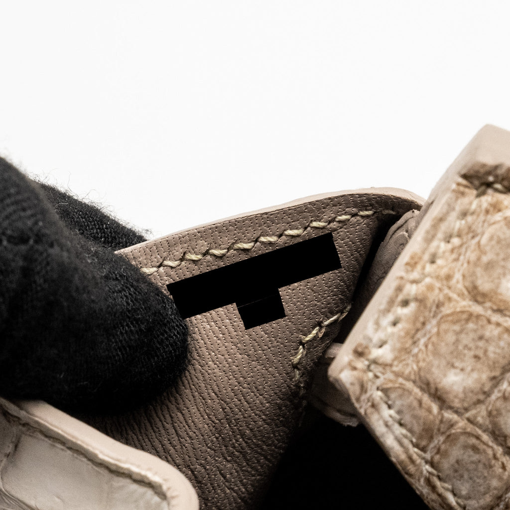HERMES BIRKIN 25 CROCODILE NILOTICUS HIMALAYA BLANC SHW