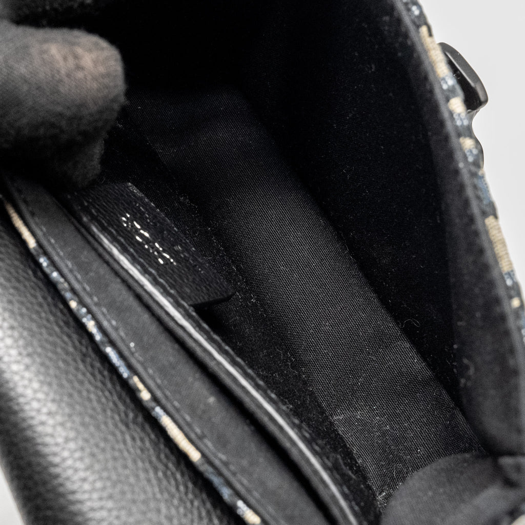 HOMME MINI SADDLE MESSENGER BAG WITH FLAP OBLIQUE JACQUARD/GRAINED CALFSKIN MULTICOLOUR HARDWARE