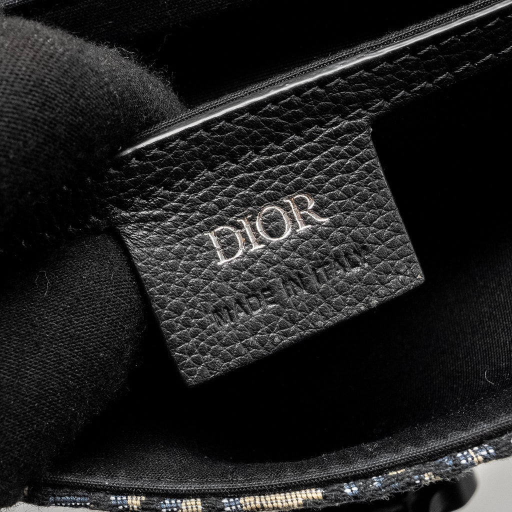 HOMME MINI SADDLE MESSENGER BAG WITH FLAP OBLIQUE JACQUARD/GRAINED CALFSKIN MULTICOLOUR HARDWARE