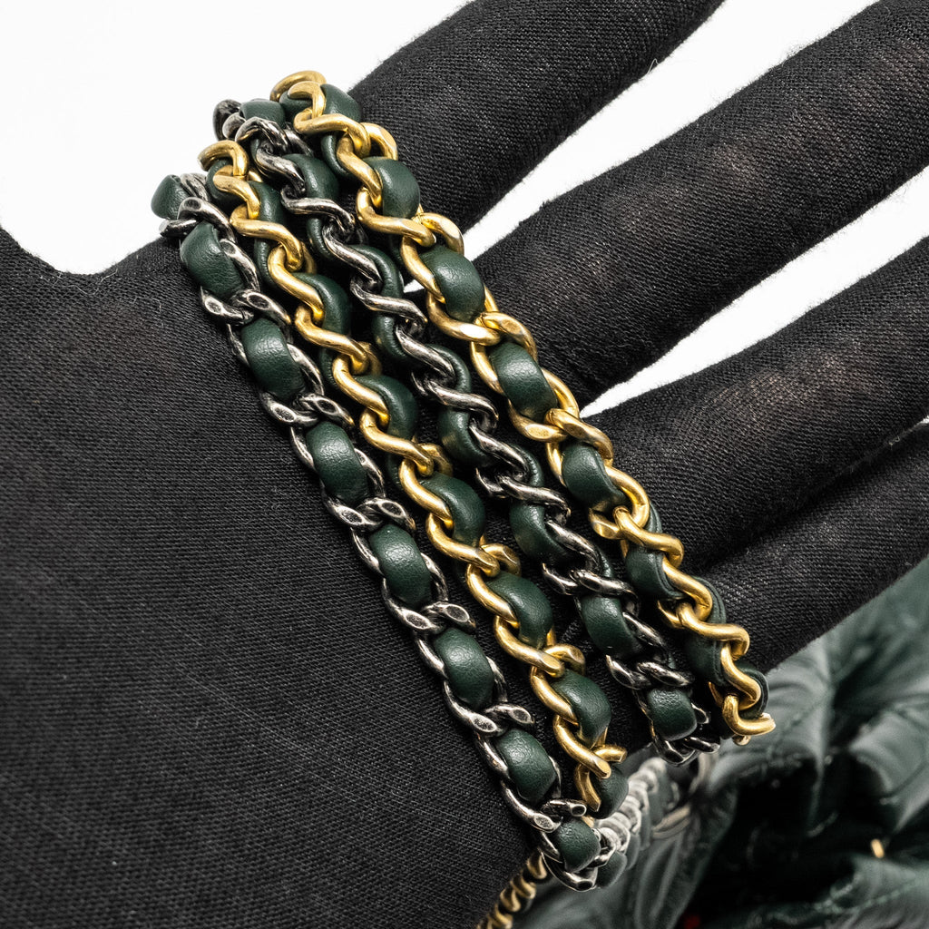 SMALL GABRIELLE BACKPACK AGED CALFSKIN DARK GREEN MULTICOLOR HARDWARE