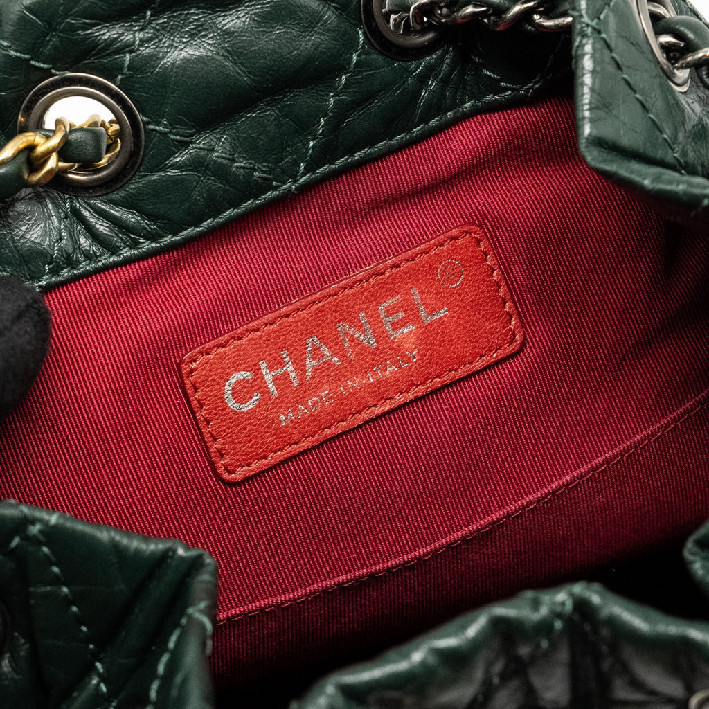 SMALL GABRIELLE BACKPACK AGED CALFSKIN DARK GREEN MULTICOLOR HARDWARE