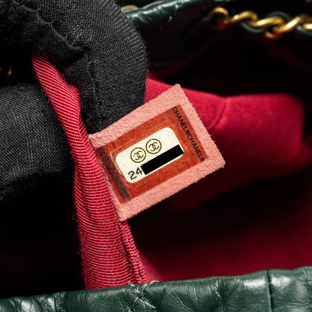 SMALL GABRIELLE BACKPACK AGED CALFSKIN DARK GREEN MULTICOLOR HARDWARE