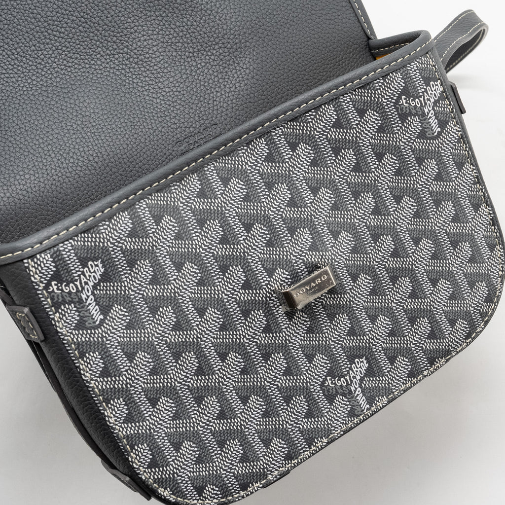 BELVEDERE PM MESSENGER BAG GOYARDINE CANVAS CALFSKIN GREY SHW