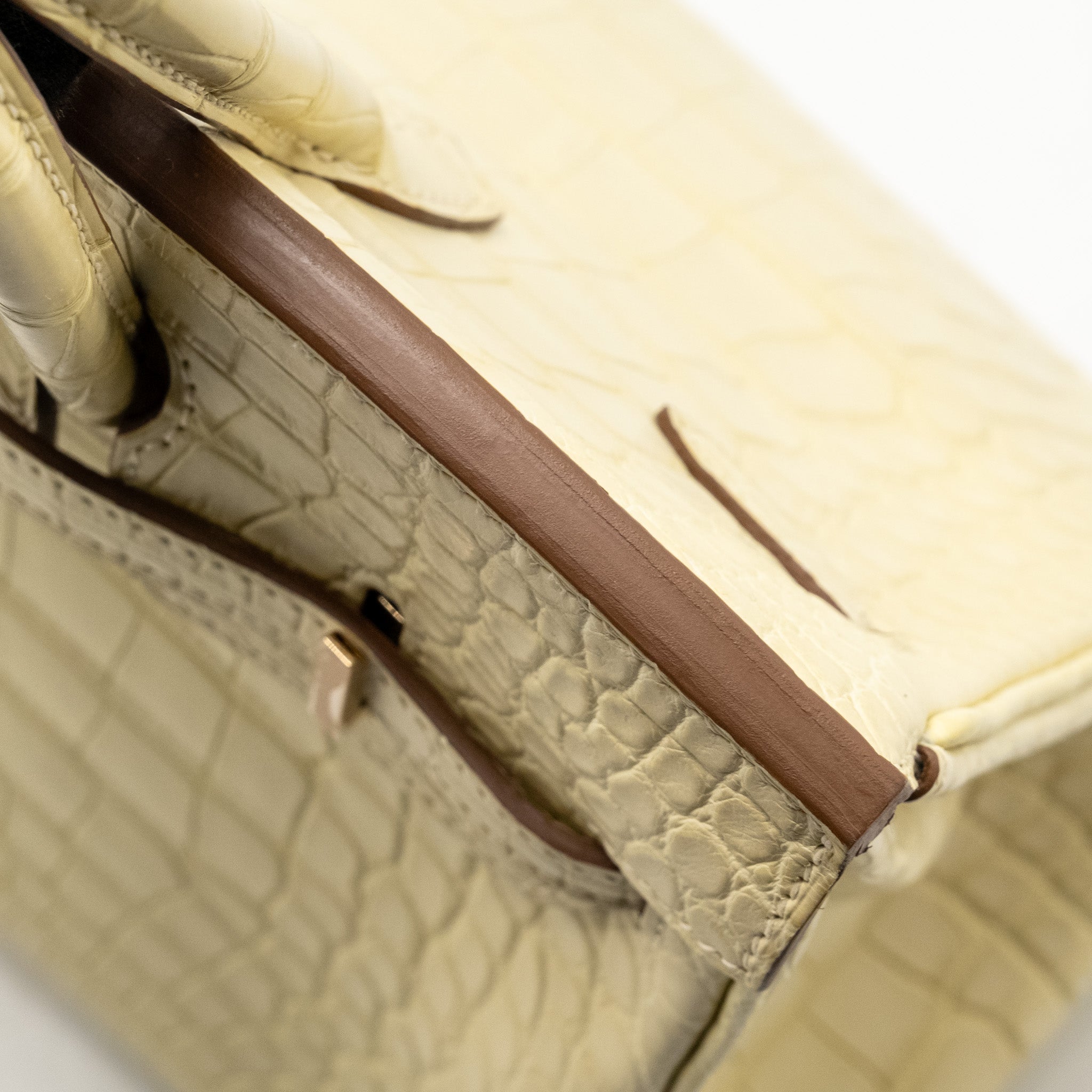 HERMES BIRKIN 25 SPECIAL ORDER MAT ALLIGATOR MISSISSIPPIENSIS VANILLE / GRIS PERLE LGHW