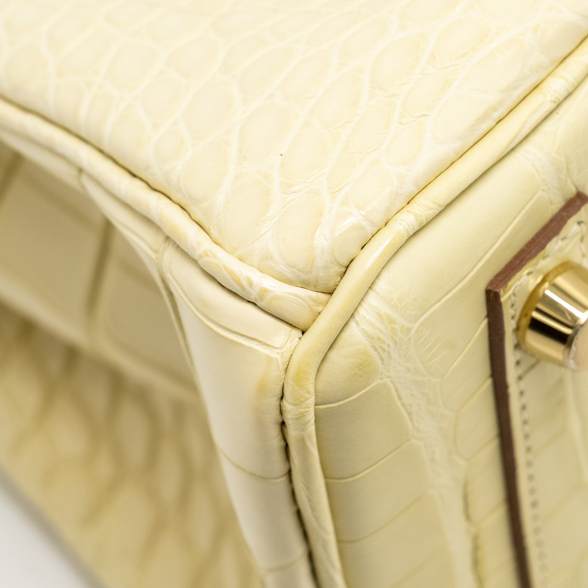 HERMES BIRKIN 25 SPECIAL ORDER MAT ALLIGATOR MISSISSIPPIENSIS VANILLE / GRIS PERLE LGHW