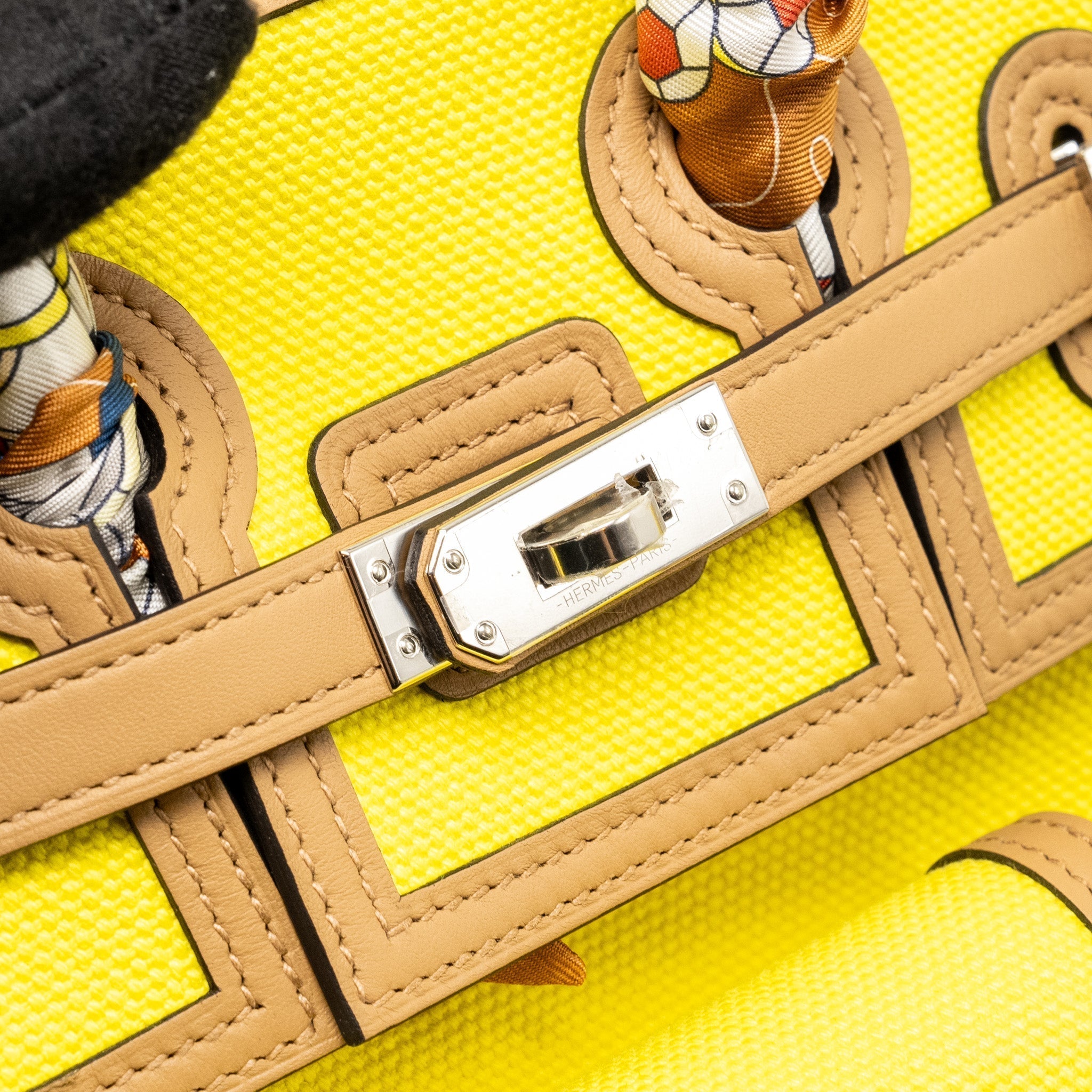 HERMES BIRKIN 25 CARGO TOILE GOELAND / SWIFT JAUNE CITRON / CHAI SHW