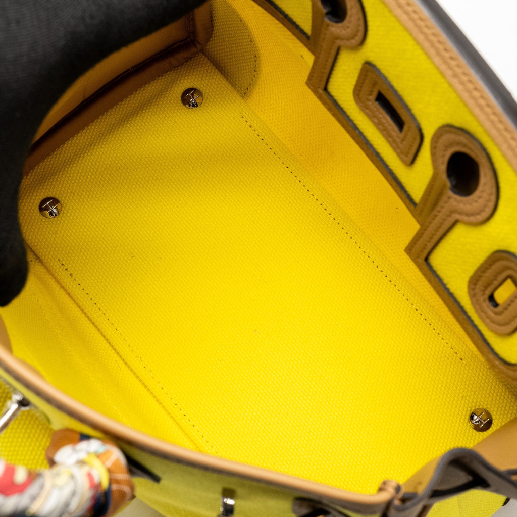 HERMES BIRKIN 25 CARGO TOILE GOELAND / SWIFT JAUNE CITRON / CHAI SHW