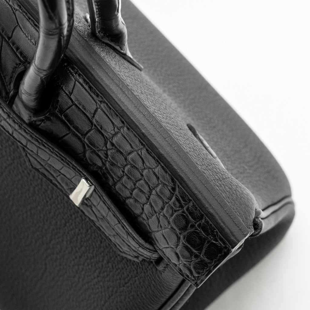 HERMES BIRKIN 25 TOUCH TOGO/ALLIGATOR MISSISSIPPIENSIS MAT BLACK SHW