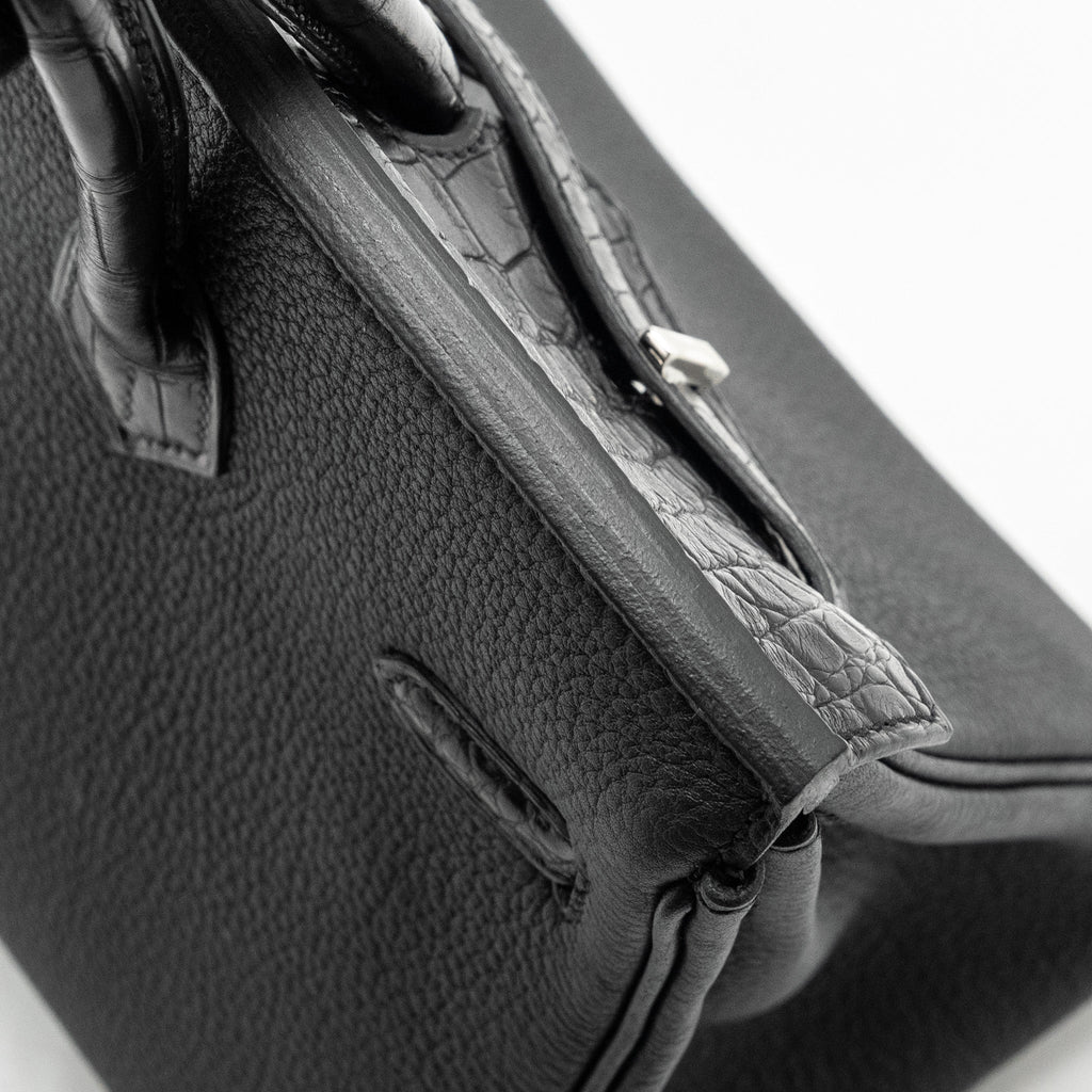 HERMES BIRKIN 25 TOUCH TOGO/ALLIGATOR MISSISSIPPIENSIS MAT BLACK SHW