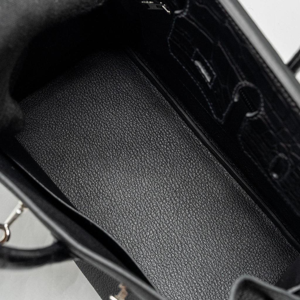 HERMES BIRKIN 25 TOUCH TOGO/ALLIGATOR MISSISSIPPIENSIS MAT BLACK SHW