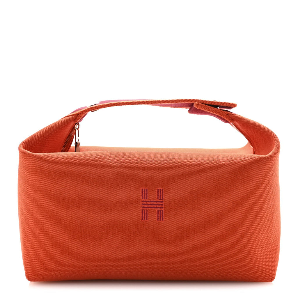 CANVAS LARGE BRIDE-A-BRAC POUCH ORANGE FEU BURGUNDY