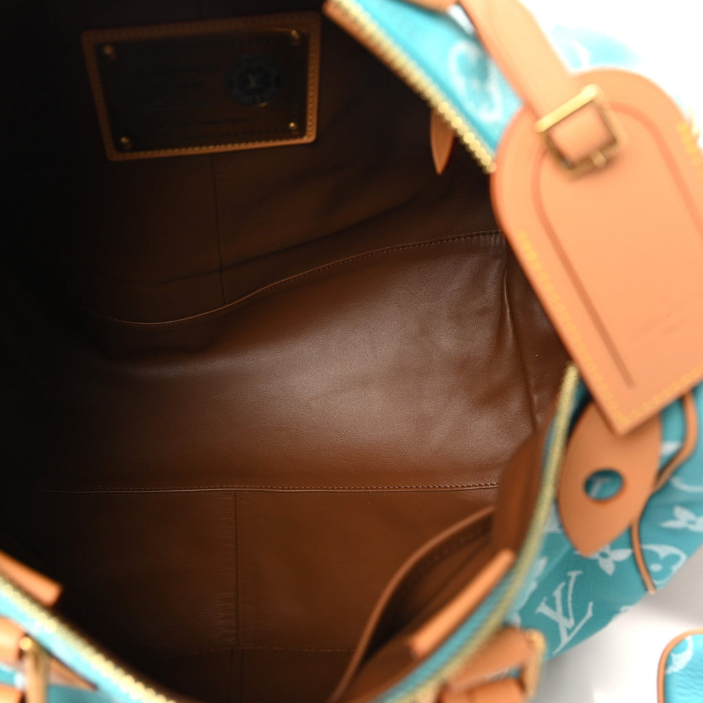 CALFSKIN MONOGRAM SPEEDY P9 BANDOULIERE 40 TURQUOISE