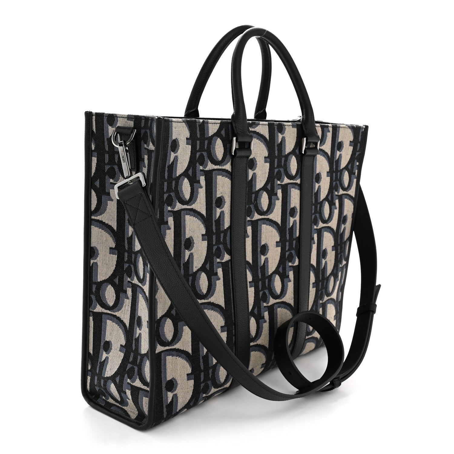 MAXI OBLIQUE JACQUARD EAST WEST TOTE BEIGE BLUE