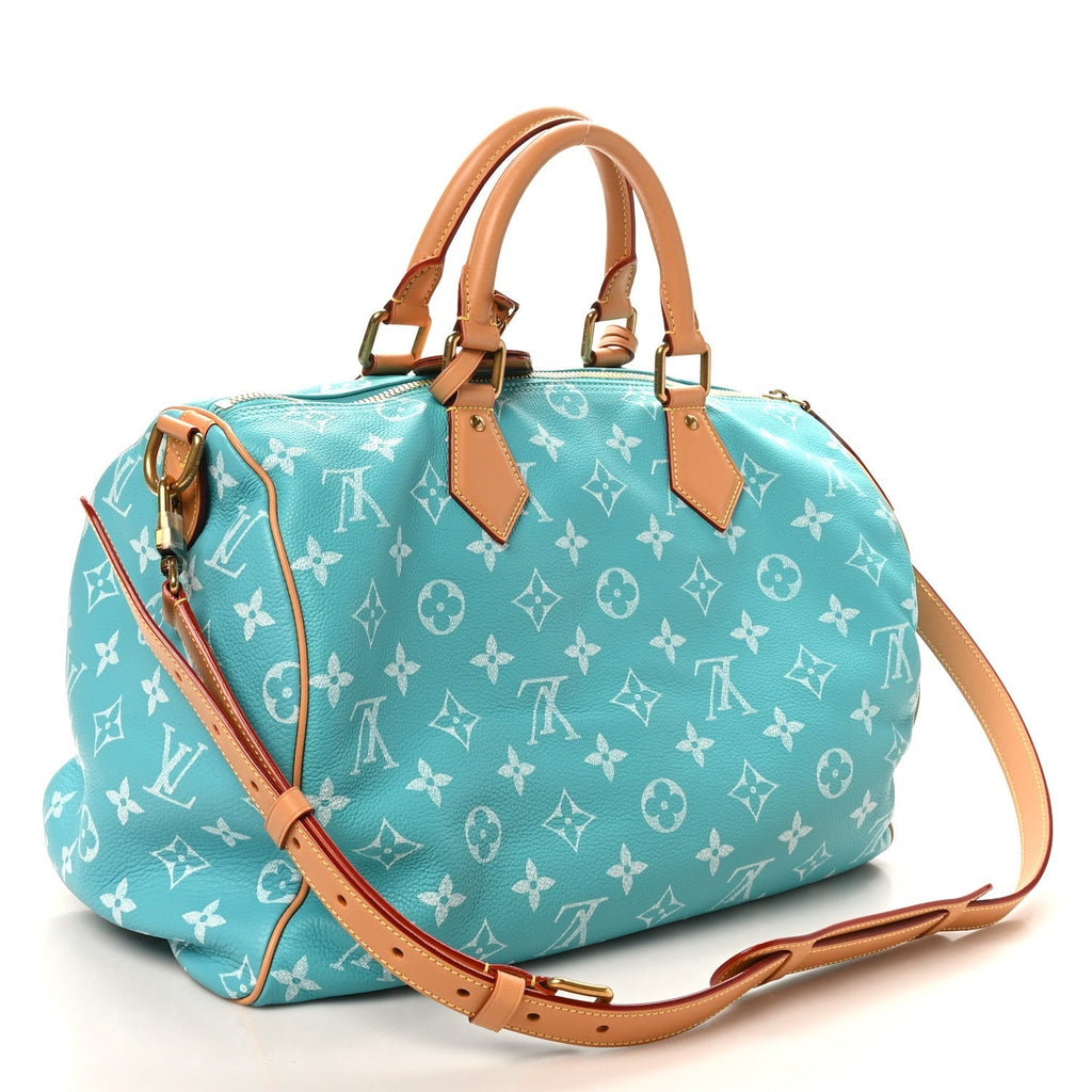 CALFSKIN MONOGRAM SPEEDY P9 BANDOULIERE 40 TURQUOISE