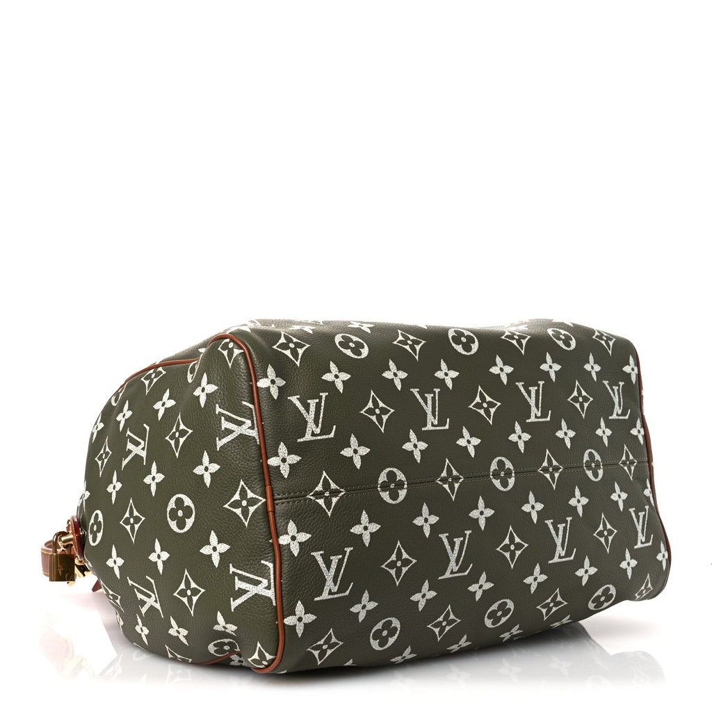 CALFSKIN MONOGRAM SPEEDY P9 BANDOULIERE 40 GREEN SANCHA