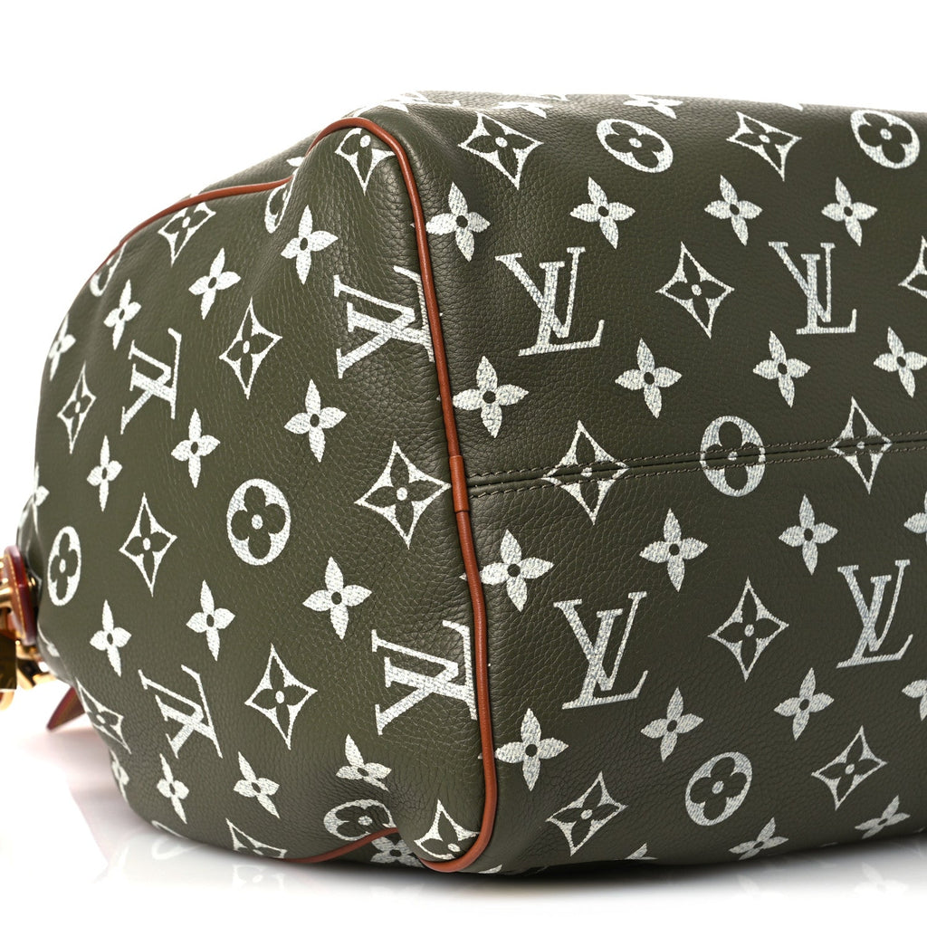 CALFSKIN MONOGRAM SPEEDY P9 BANDOULIERE 40 GREEN SANCHA