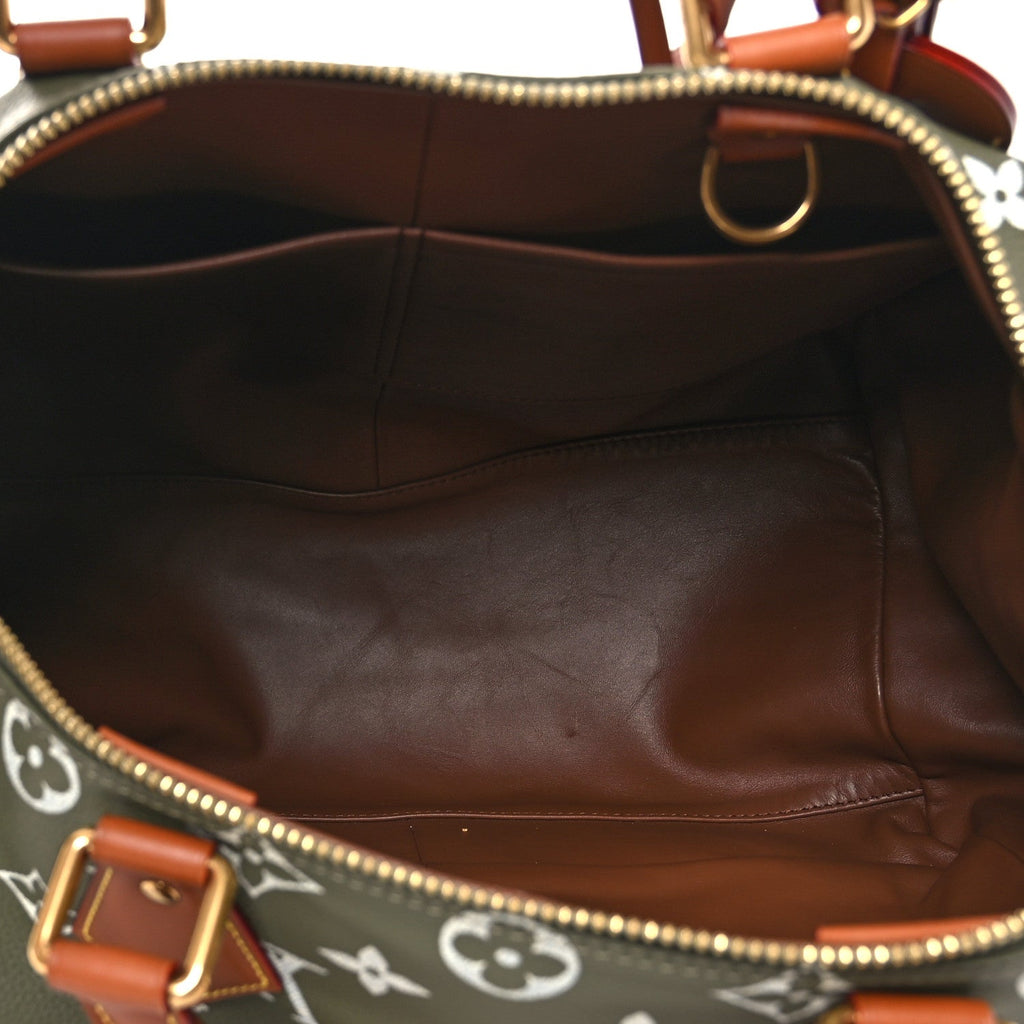 CALFSKIN MONOGRAM SPEEDY P9 BANDOULIERE 40 GREEN SANCHA