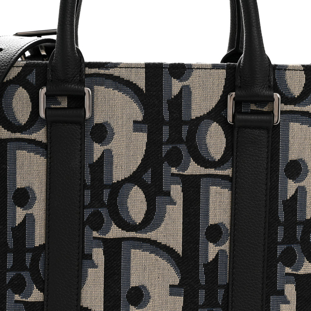 MAXI OBLIQUE JACQUARD EAST WEST TOTE BEIGE BLUE